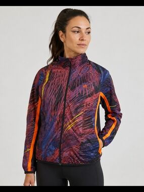 Adidas Jacket Sz Lg Women's Purple Multi-Print Track Jacket with